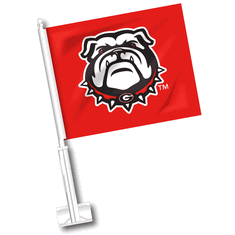 UGA Car Flag - New Bulldog Head - Red