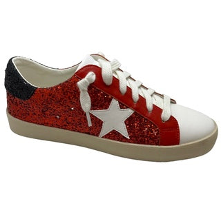 Red Glitter Star Sneaker